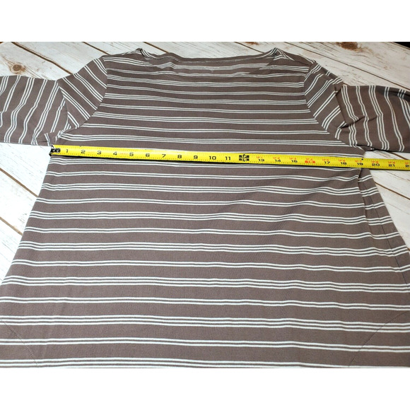 Garnet Hill Womens 14 DRESS STRIPED Brown White ORGANIC COTTON Pockets XL - Picture 6 of 8